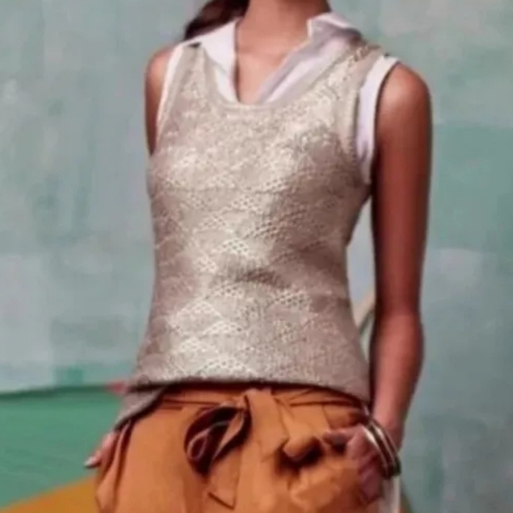 Moth Anthropologie Sana Gold Foil Tank